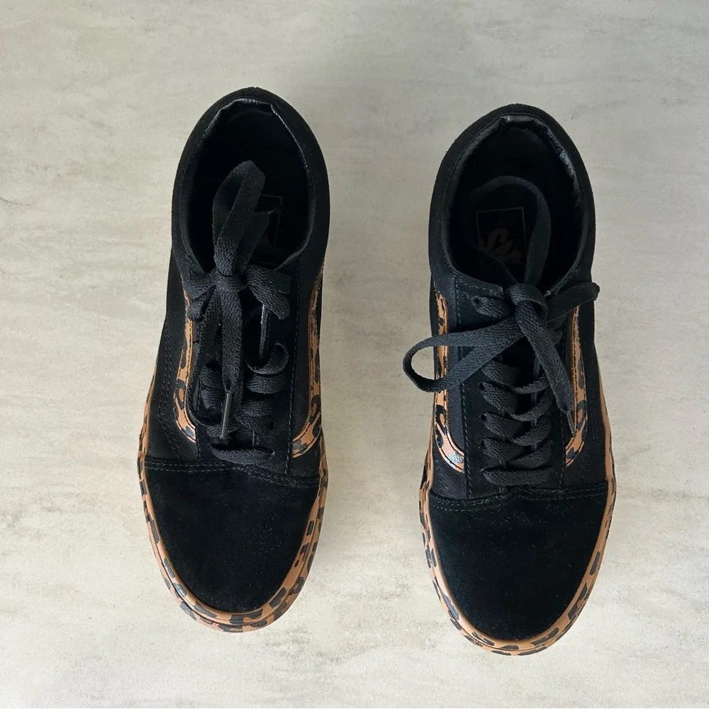 Vans Black and Leopard Print Platform Sneakers - Picture 8 of 8